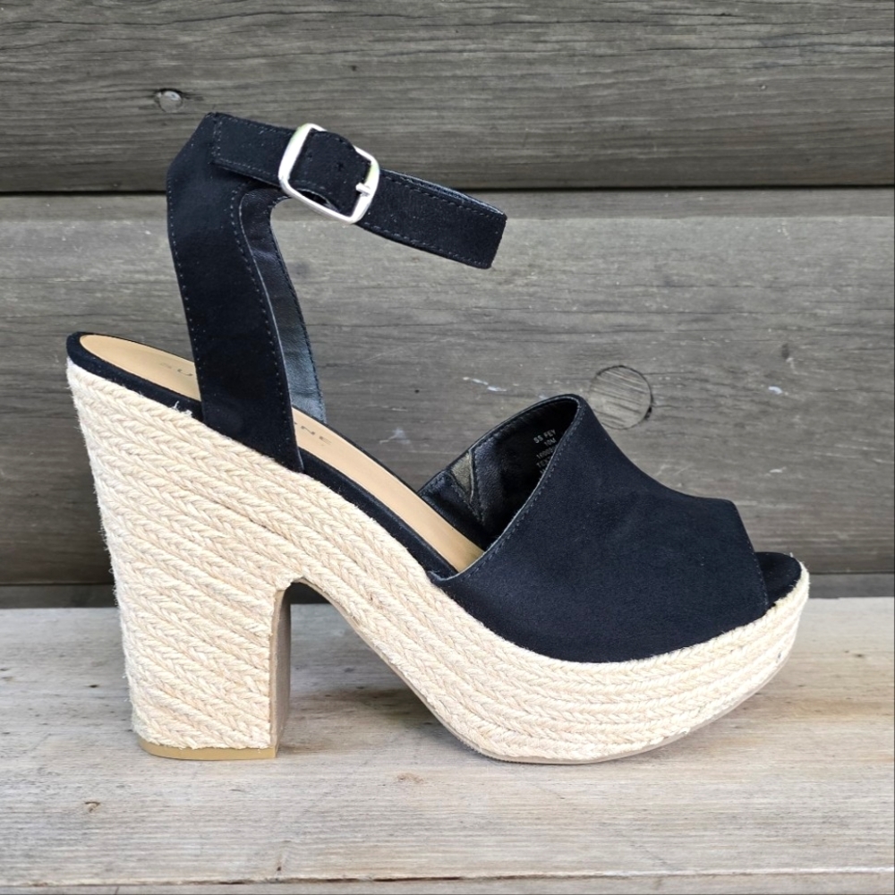 Sun + Stone Fey Mediterranean Coastal Espadrille Platform Wedge Sandals 10M